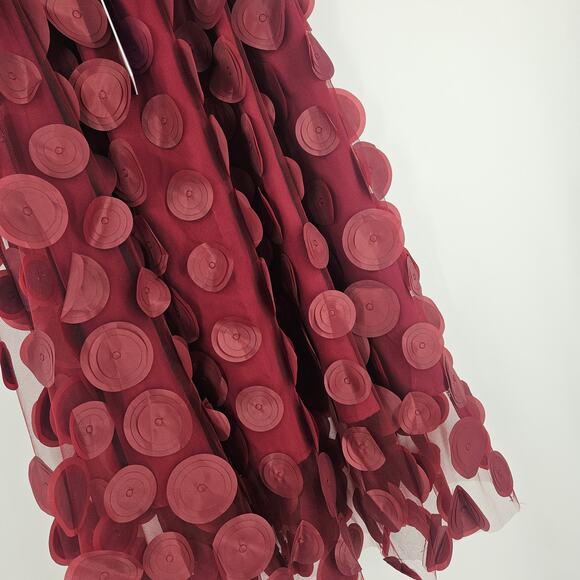 Nikki Lund Kretsa Circle Appliqué Skirt Maroon Polka Dot Midi A-Line NWT Size L - Picture 4 of 7